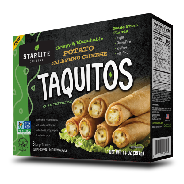 StarLite Cuisine Potato Jalapeño Cheese Taquitos Vegan NonGMO Same