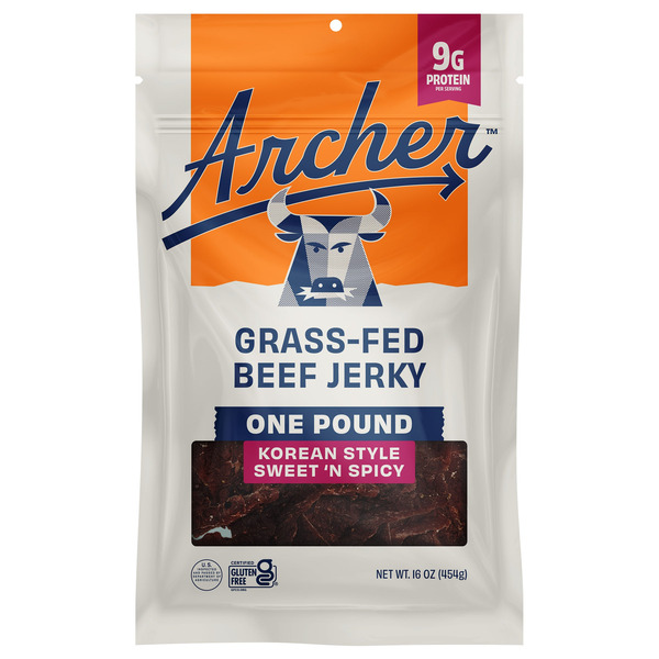 Archer Grass-Fed Beef Jerky, Korean Style Sweet 'N Spicy, 16 oz