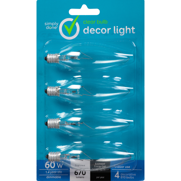 Simply Done Light Bulbs, Decor Light, Clear, 60 Watts Same-Day