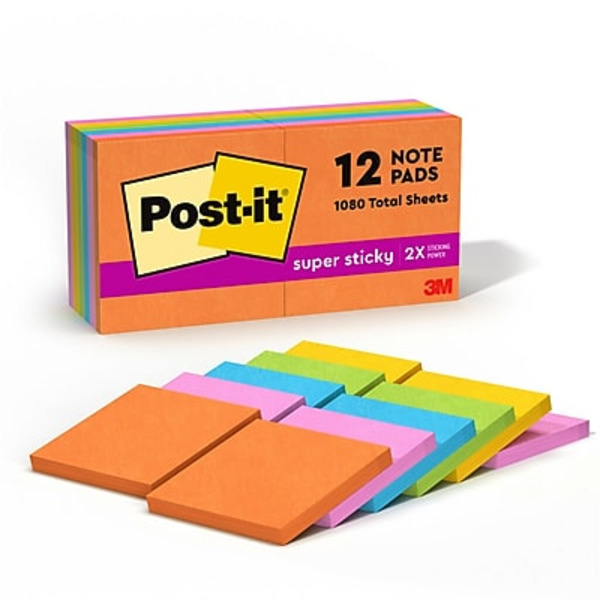 Post-it Mmm65412ssuc Rio de Janeiro Collection 3" X 3" Super Sticky Notes
