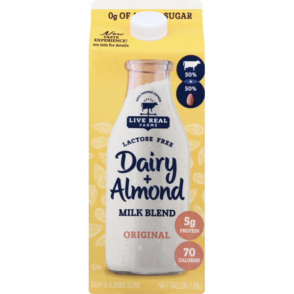Live Real Farms Milk Blend, Lactose Free, Dairy + Almond Blend