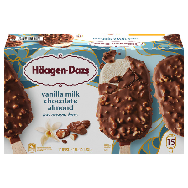 Haagen-Dazs Haagen Dazs Vanilla Milk Chocolate Almond Ice Cream Bars, 3 fl oz, 15-count