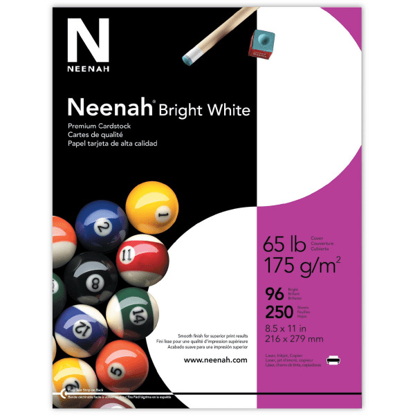 Neenah Letter Size Bright White Premium Card Stock - White - 65 Lb