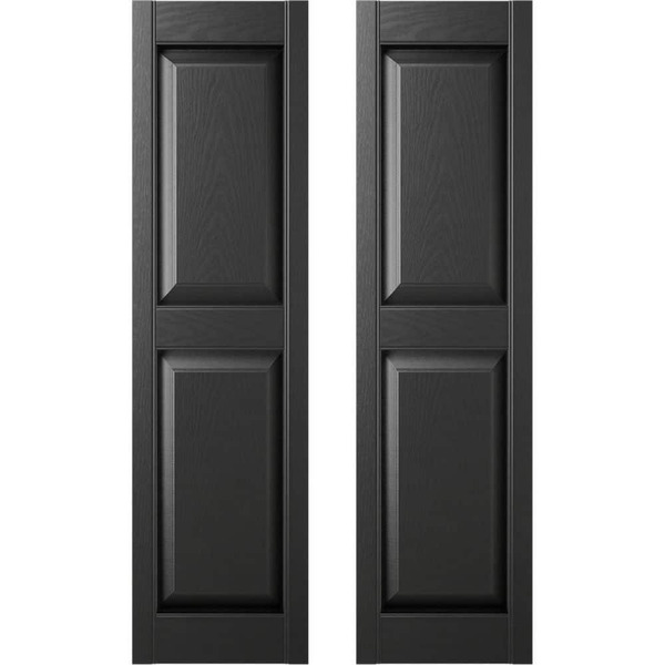 Builders Edge 14.75 In. X 59 In. Raised Panel Vinyl Exterior Shutters Pair In Black
