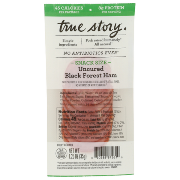 True Story Uncured Black Forest Ham Snack Pack