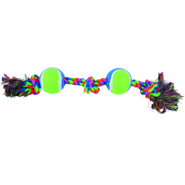 Play On Dog Toy Rope With Tennis Balls