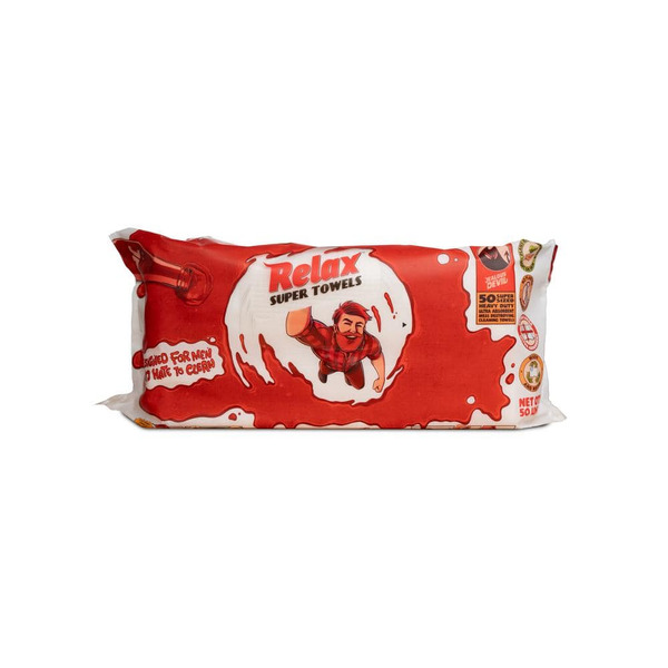 Jealous Devil 50-ct Relax Super Towels - Xl Grease Destroying Multi-purpose Bbq Grill Wipes - Cooking Accessory - 100% Natural