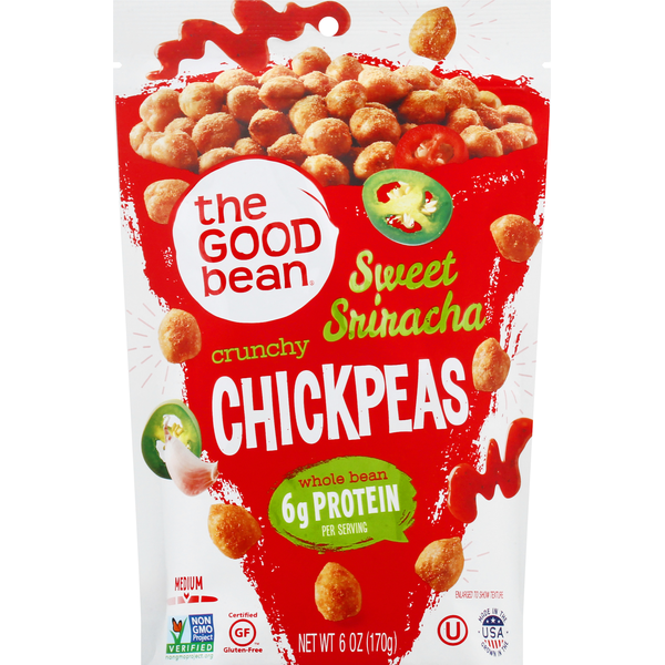 The Good Bean Chickpeas, Sweet Sriracha, Crunchy, Whole Bean, Medium (6