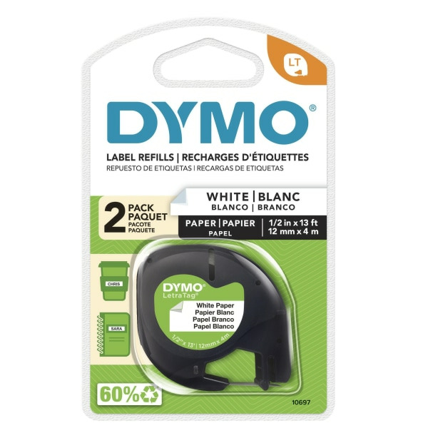 DYMO Paper Labels Refills, White Paper, 2-Pack