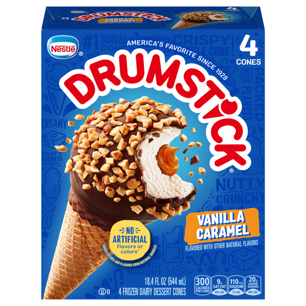 Drumstick Vanilla Caramel Frozen Dairy Dessert Cones
