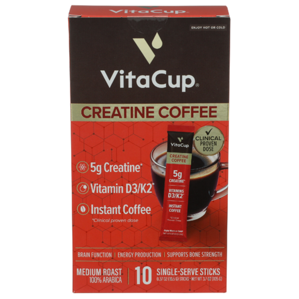 Vitacup Medium Roast Creatine Coffee Instant Sticks 10 Pack