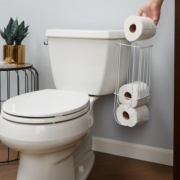 Enlarge Alternative view of Bathroom Accessories Style Selections White Tank Basket Toilet Paper Holder (opens in a new tab)