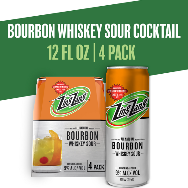 Zing Zang Bourbon Whiskey Sour with Bourbon Whiskey, Ready-to