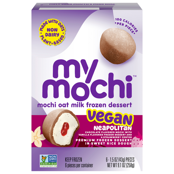 My/Mochi Frozen Dessert, Mochi Oat Milk, Vegan, Neapolitan Same