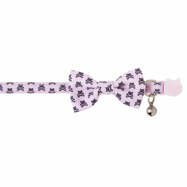 Whisker City Skull & Bones Bow Tie Easy Release Kitten & Cat Collar - Pink