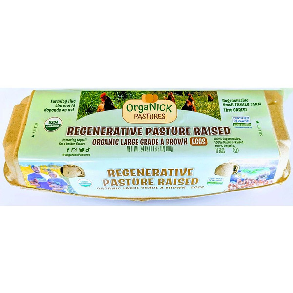 Organick Pastures Grade A Pasture Raised Organic Jumbo Brown Eggs