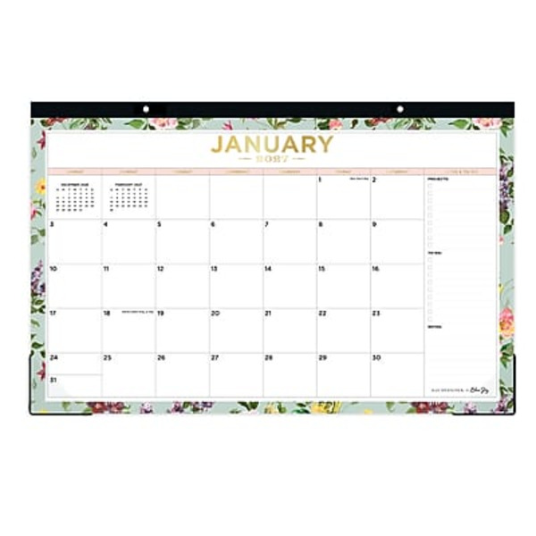 Blue Sky Day Designer Monthly Desk Calendar, 17 x 11 in, 2027 - Green