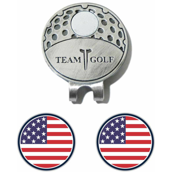 Team Golf USA Flag Cap Clip and Ball Marker Set