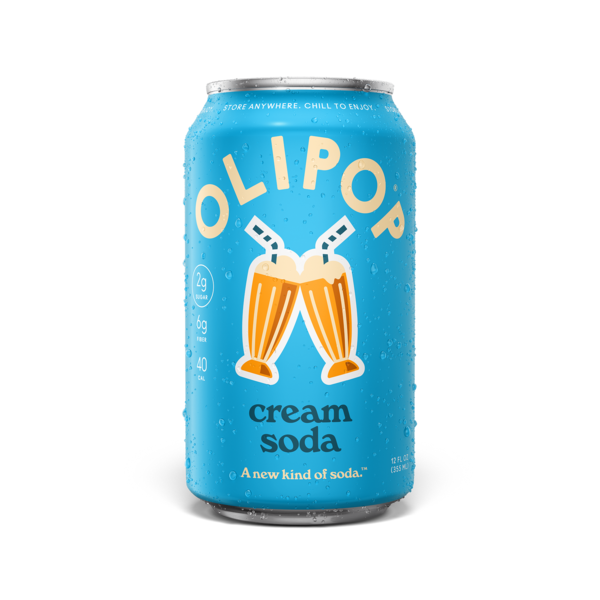 OLIPOP 6g Fiber Prebiotic Soda, Cream Soda, Shelf Stable Same-Day