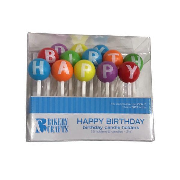 Bakery Crafts Happy Birthday Candle Holders & White Birthday Candles
