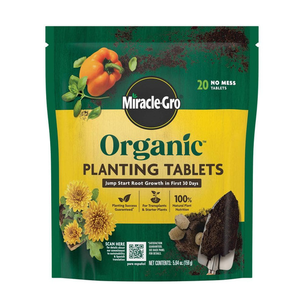 Miracle-gro Organic Planting Tablets, 0.60 Lbs. 20-tablets, For Transplants And Starter Plants, Jump Starts Root Growth, Omri Listed