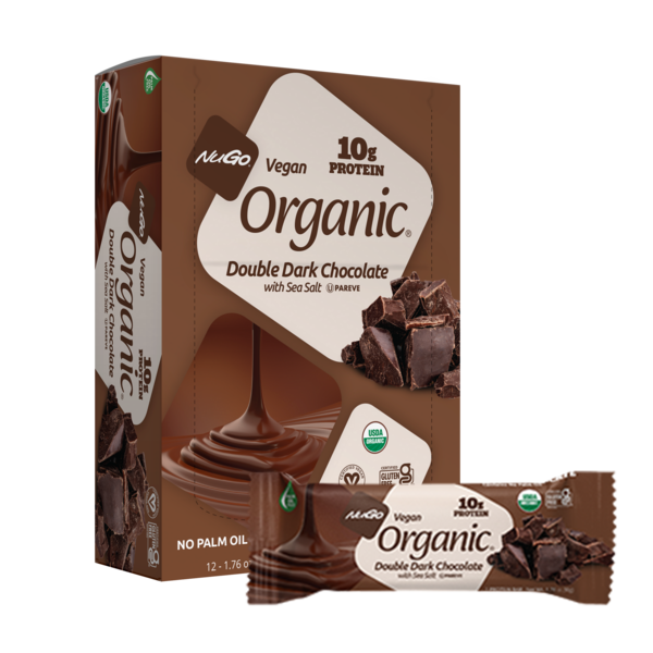 NuGo Organic Double Dark Chocolate Protein Bar, Vegan, Gluten Free