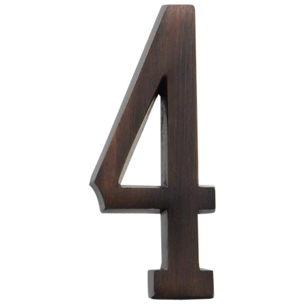 Everbilt 4 In. Aged Bronze Flush Mount Self-adhesive House Number 4
