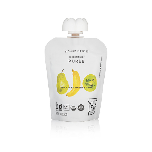 White Leaf Provisions Biodynamic Regeneratively Farmed, Organic Pear, Banana & Kiwi Purée
