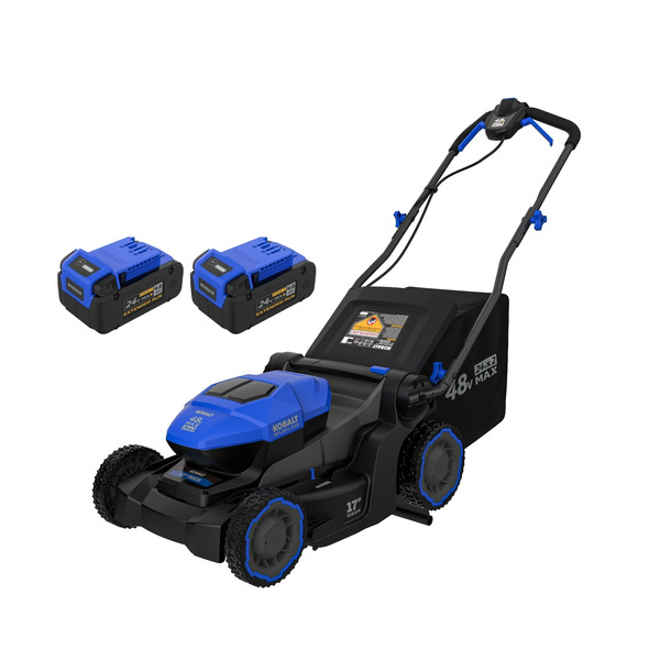 Kobalt 48V MAX (24Vx2) 17-in Push Mower Kit, (2) 4.0Ah Batteries and Charger Included