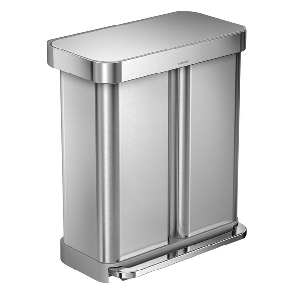 simplehuman 58 Liter Dual Compartment Rectangular Step Trash Can