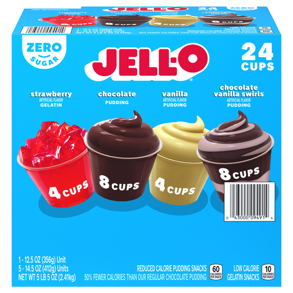Jell-O Pudding & Gelatin Snacks, Zero Sugar, Assorted Same-Day