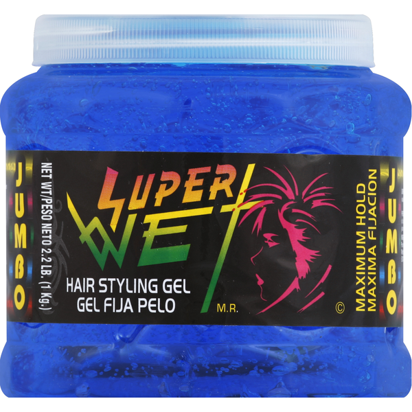 Super Wet Hair Styling Gel, Maximum Hold, Blue, Jumbo Same-Day