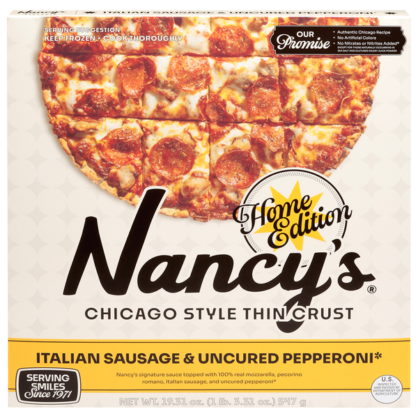 Nancy's Chicago Style Thin Crust Italian Sausage & Uncured Pepperoni Pizza