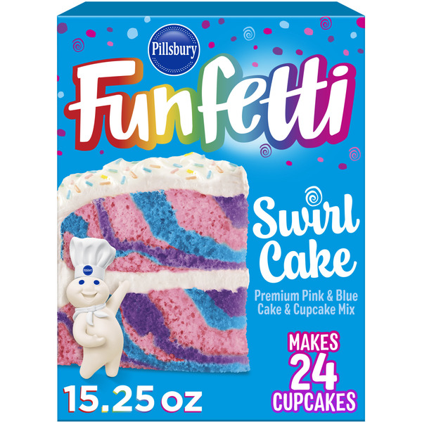 Pillsbury Funfetti Premium Pink & Blue Swirl Cake Mix, 15.25 Oz