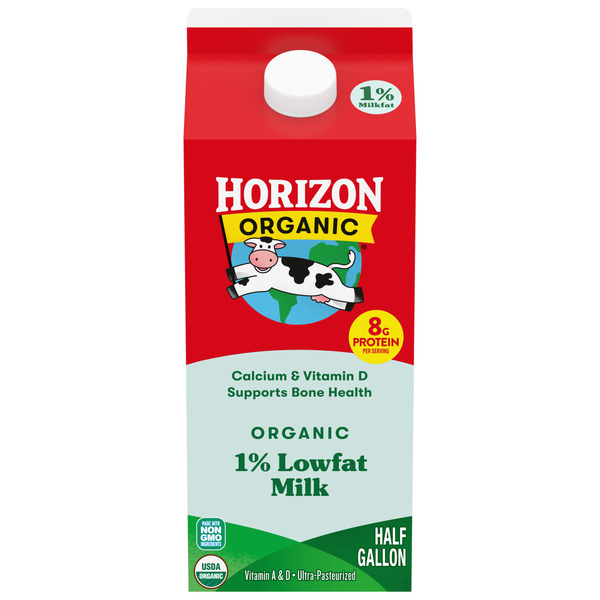 Horizon Organic 1% Lowfat Milk, 64 fl oz Half Gallon Carton