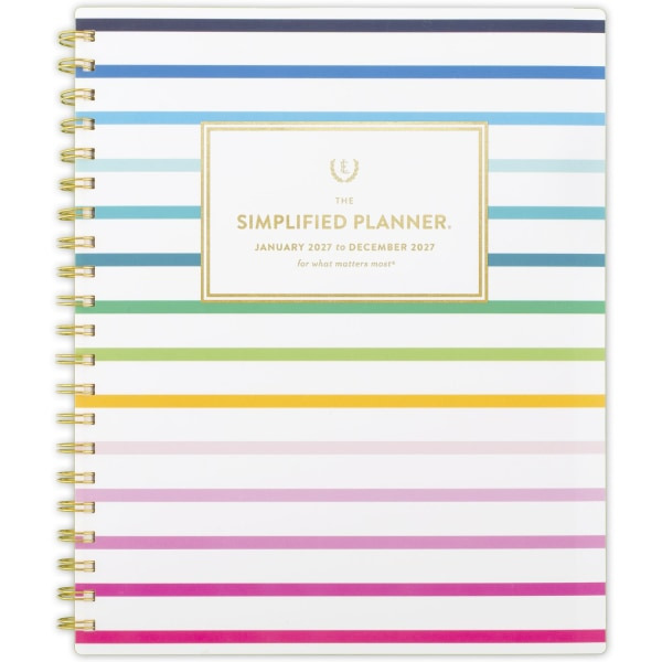 AT-A-GLANCE Simplified by Emily Ley 2027 Weekly Monthly Planner, 8.5 x 11 in - Happy Stripe