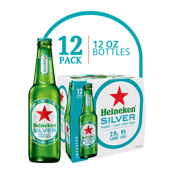 Heineken Silver Lager Beer, 12 Pack, 12 fl oz Bottles Same-Day