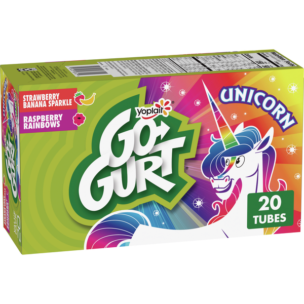 Go-Gurt Unicorn Strawberry Banana and Raspberry Kids Yogurt Tubes