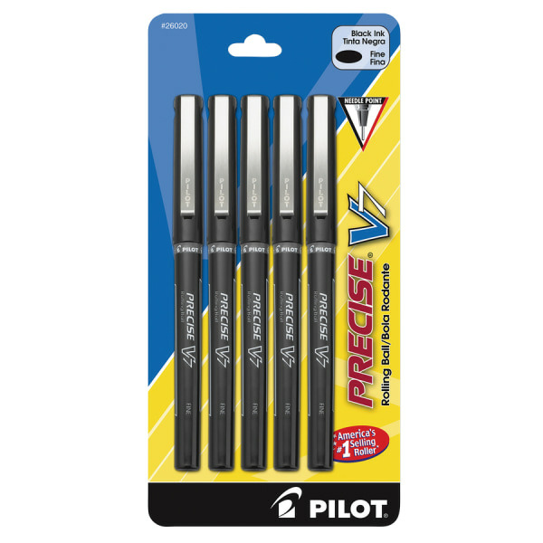 Pilot 26020 Fine Point Black Ink Precise V7 Rollerball Pens