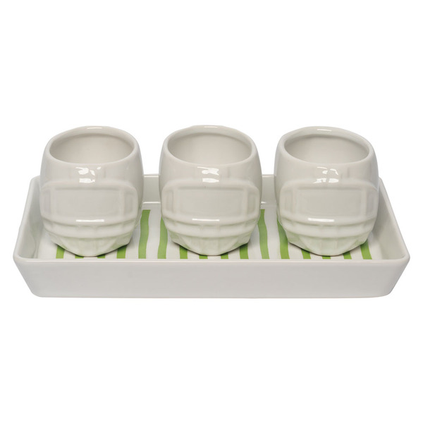 Crofton Ceramic Helmet Bowls with Serving Tray Same-Day Delivery