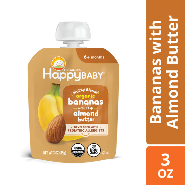 Happy Baby Organics Nutty Blends Bananas with Almond Butter Baby Food Pouch