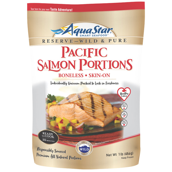 Aqua Star Wild Pacific Salmon, Portions, Boneless, Skin-On