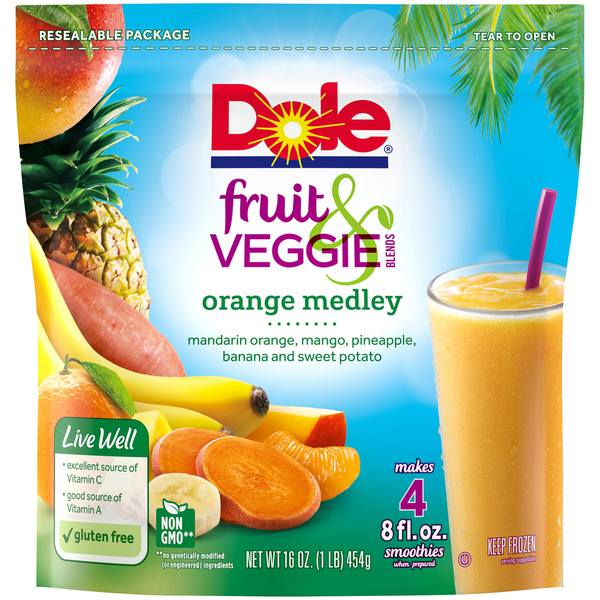 ShopRite Dole Fruit Veggie Blends Orange Medley Smoothie Mix