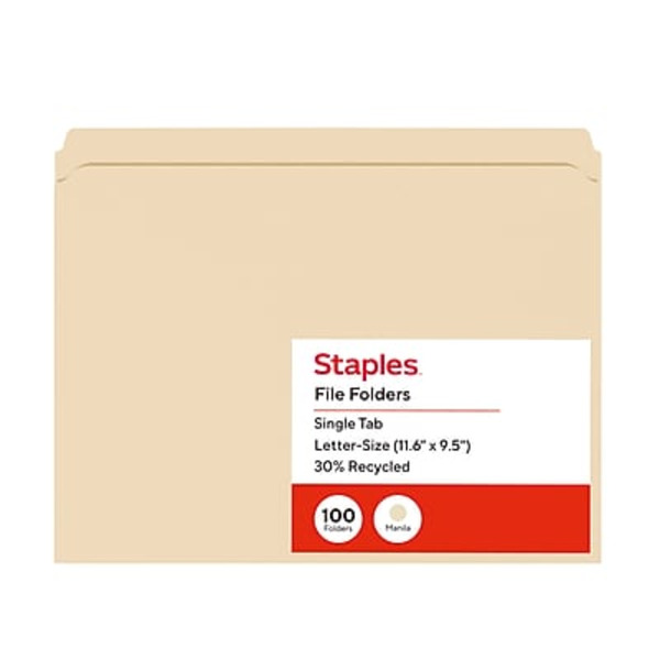 TRU RED Letter Size Manila Straight Cut Tub File Folder