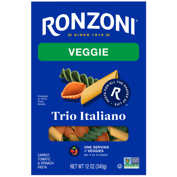 Ronzoni Garden Delight Trio Italiano Non-GMO Pasta, 3 Shapes Same