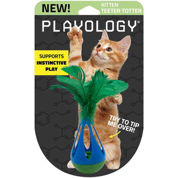 Playology Wobbler With Feather Cat Toy - Green
