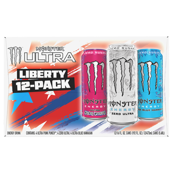 Monster Zero Sugar Punk Punch/Blue Hawaiian Energy Drink Liberty