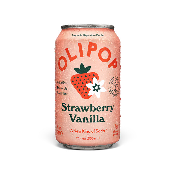 OLIPOP Prebiotic Soda, Strawberry Vanilla