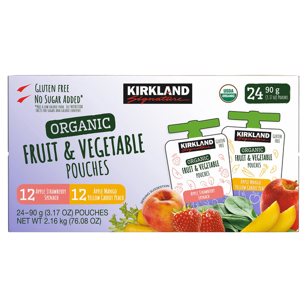 Kirkland Signature Organic Fruit & Vegetable Pouches, Variety Pack