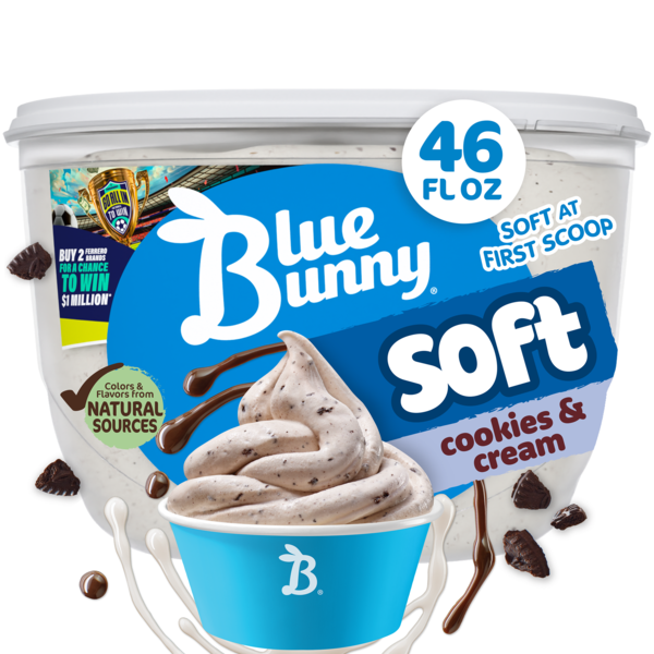Blue Bunny Soft Cookies and Cream Frozen Dairy Dessert, 46 fl oz